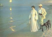 Summer Evening on the Skagen Beach The Artist and hs Wife (nn02) Peder Severin Kroyer